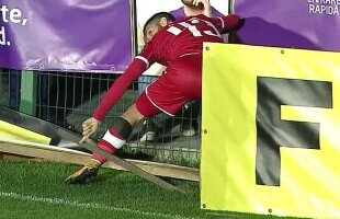 FC VOLUNTARI - DINAMO 1-2 // Mattia Montini, panică după ce a marcat! Atacantul lui Dinamo și-a prins piciorul într-un panou publicitar
