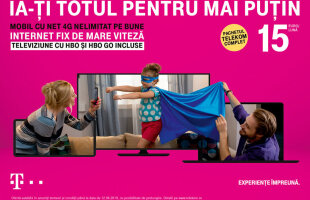 Pachetul Telekom Complet: mobil cu Net Nelimitat 4G, Internet fix de mare viteză și televiziune, cu HBO și HBO GO incluse până la finalul anului, la doar 15 euro / lună