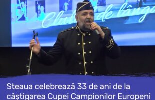 33 de ani de la Sevilla // VIDEO Moment hilar la petrecerea organizată de Armată: Daniel Iordăchioaie a încercat să facă duo cu Hagi, dar a fost refuzat de „Rege”