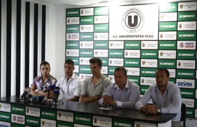 FOTO U Cluj i-a prezentat oficial pe Szukala, Achim şi Nicola. Băjenaru a zis din nou "pas"