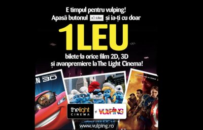 Oferta super! 1 leu biletul la film in The Light Cinema din mall-ul Liberty Center!