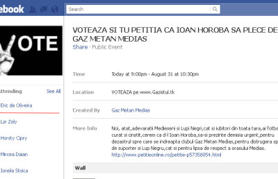 Eric nu-l mai vrea pe Horoba la Mediaş. A semnat petiţia de pe Facebook!