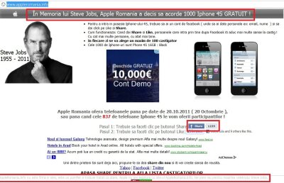Moartea lui Steve Jobs a devenit prilej de înşelătorie pe Facebook! Nu picaţi în plasă!