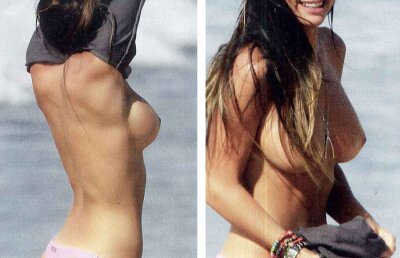 Victoria Saravia, iubita lui Forlan, topless pe plaja