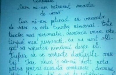 Un elev de clasa a IV-a isi apara drepturile! Nu vrea sa spuna ce-a facut in vacanta de vara