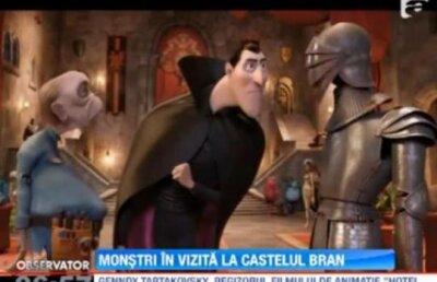 Personajele din "Hotel Transylvania" si regizorul filmului au vizitat castelul Bran