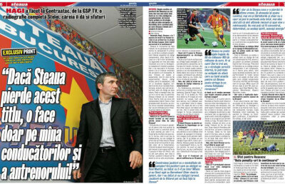 Citeşte doar în ediţia tipărită a Gazetei de azi » Radiografia Stelei, făcută de Hagi: “Dacă Steaua pierde acest titlu, o face doar pe mîna conducătorilor şi a antrenorului!”