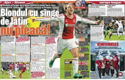 Citeşte doar în ediţia tipărită » Steliştii nu scapă de Eriksen, bijutierul danez de la Ajax!