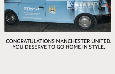 Englezii au umor şi talent! City felicită United ”cu stil” pentru titlul cu numărul 20 în Anglia