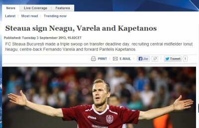 UEFA analizează achiziţiile Stelei din ultima zi de mercato: "Trio pentru Champions League"