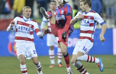 FOTO şi VIDEO Cu mari emoţii şi cu ajutorul centralului Dima, roş-albaştrii au obţinut un punct la Galaţi » Oţelul - Steaua 1-1