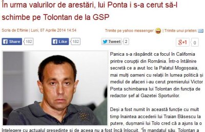 BREAKING » TNR.ro: "Ponta trebuie să îl înlocuiască pe Tolontan de la GSP!"