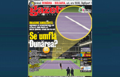 Imagine amuzantă surprinsă de fotoreporterul GSP la Galaţi, unde începe azi confruntarea România-Spania din Fed Cup » Se umflă Dunărea? :)