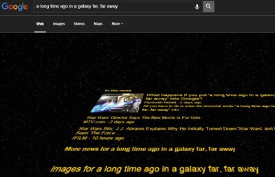 Isterie totală pe Google! Ce-ți apare cînd dai search "A LONG TIME AGO IN A GALAXY FAR, FAR AWAY"