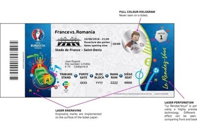 FOTO UEFA a anunțat cum vor arăta biletele de la Euro 2016! Cel de la Franța - România e exemplu » Superelemente de securitate