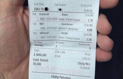 Câștig de 59.849 lei cu un bilet de trei partide  » Un ploieștean a dat lovitura