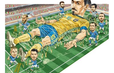  Să râdem cu Zlatan! Ziarele italiene s-au întrecut la caricaturi care-l au în centru pe atacantul suedez