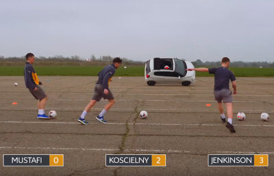 Au luat la țintă un Citroen C3 » Provocare inedită pentru trei fotbaliști de la Arsenal 