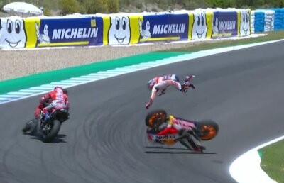 De ce a fost haos în MP al Spaniei? 3 piloți din Moto GP au căzut ca popicele » Reacție dură a lui Lorenzo: "Nimeni nu înțelege nimic!" + ce spun Dovizioso și Pedrosa