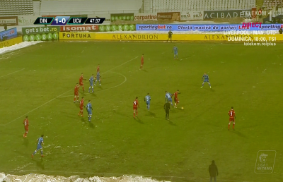 FOTO De neînțeles! Cum a fost surprinsă Craiova la golul de 2-0 al lui Dinamo! 8 jucători erau înaintea mingii. "Craiova a făcut infarct astăzi"
