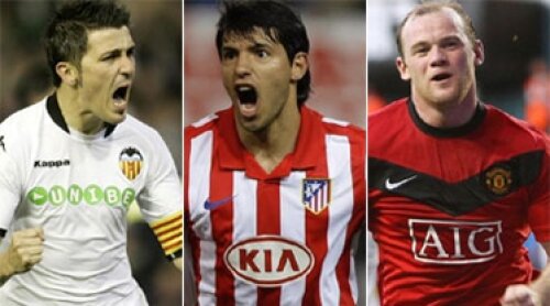Kun Aguero, David Villa, Wayne Rooney