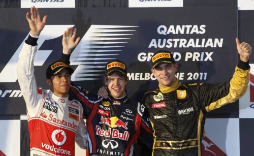 Lewis Hamilton, Sebastian Vettel şi Vitaly Petrov