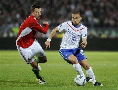 Wesley Sneijder în meciul Olandei cu Ungaria, scor 4-0
