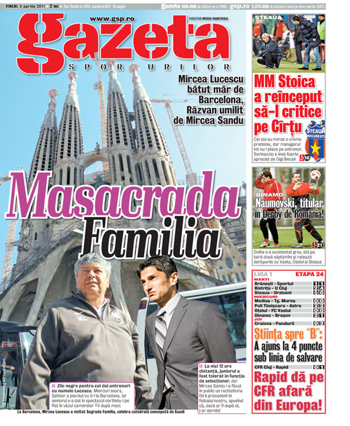 Prima pagină a Gazetei de azi