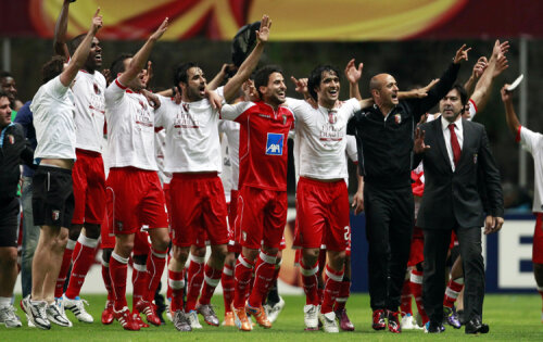 Bucuria jucătorilor lui Sporting Braga după calificarea în finala Europa League