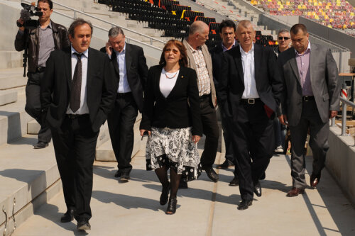 Președintele
UEFA, Michel
Platini, a
făcut ieri a
treia vizită
la National
Arena
Foto: frf.ro