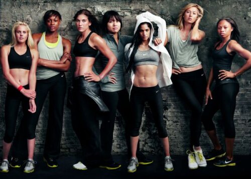 Laura Enever, Perri Shakes-Drayton, Hope Solo, Na Li, Sofia Boutella, Maria Șarapova și Allyson Felix (de la stînga la
dreapta) impresionează prin corpurile lor Foto: mariasharapova.com