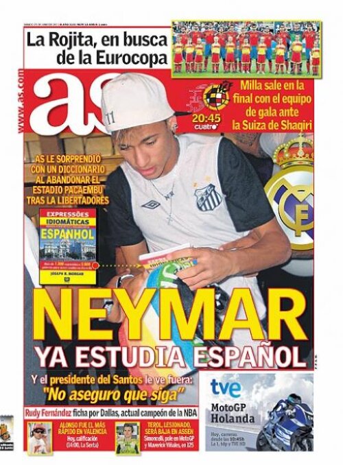 Neymar pe prima pagină în ediţia AS de azi