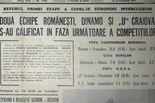 Prima pagină a ziarului Sportul Românesc, din 4 octombrie 1973