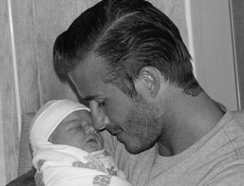 David Beckham și prima lor fetiță, Seven