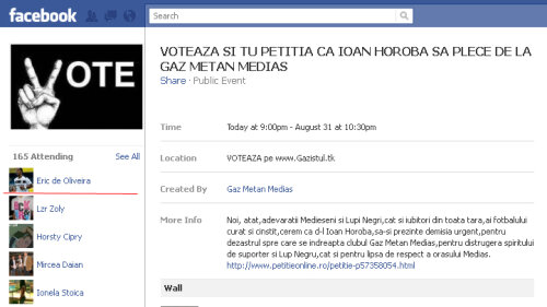 Eric nu-l mai vrea pe Horoba la Mediaş. A semnat petiţia de pe Facebook!