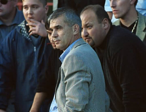 Anghel Iordănescu şi Gigi Corsicanu', la acea vreme lider al galeriei rapidiste