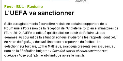 Aceasta este ştirea de pe lequipe.fr în care românii sînt confundaţi cu bulgarii