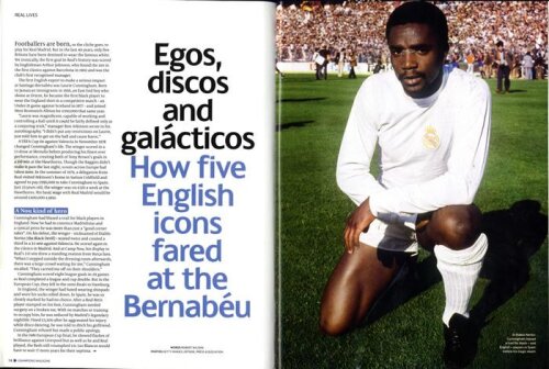 Articolul apărut în revista UEFA îl are pe Laurie Cunningham în poză