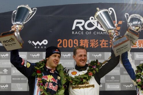 Vettel și Schumacher la Cursa Campionilor din 2009. Atunci au făcut echipă și au cîștigat