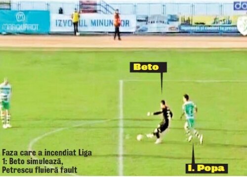 Sibienii au fost privați de un gol perfect valabil în minutul 73 al meciului cu CFR (0-1), cînd Radu Petrescu a fluierat fault în atac la o simulare grosolană a lui Beto