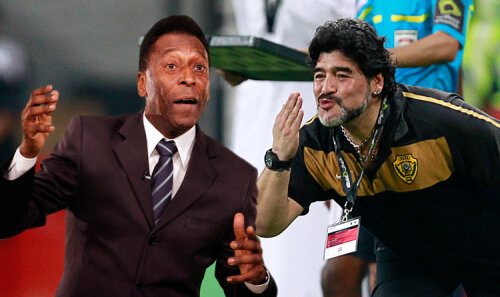 Pele şi Maradona, doi oameni care menţin aprins permanent focul polemicilor dintre ei. Le şi foloseşte acest lucru. Sursa: reuters