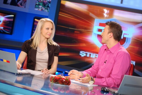 Sandra Izbaşa alături de Costin Deşliu la o ediţie specială a ştirilor GSPTV