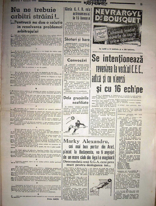 Facsimil cu pagina din ziarul Universul.