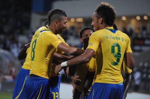 Aubameyang sărbătoreşte golul marcat împotriva Tunisiei Foto: Daylife.com