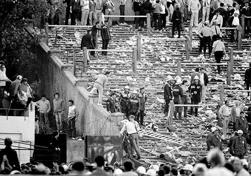 Imagini de la incidentele de pe Heysel