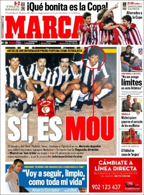 ”Marca”, prima pagină, cu o poză cu Mourinho jucător
