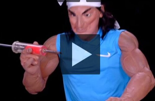 Nadal ”semnează” autografe cu seringa în clipul Canal Plus
