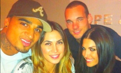 Sneijder și Boateng tocmai au luat masa împreună, alături de Yolanthe, soția olandezului, și de Melissa Satta, iubita ghanezului