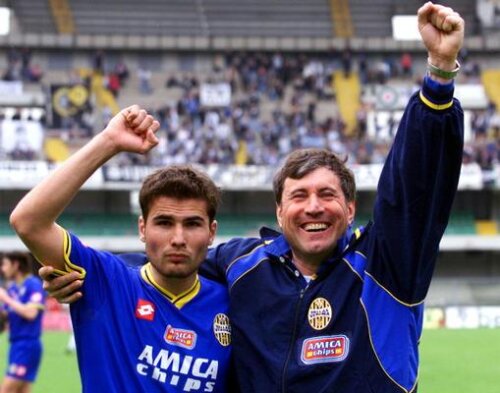 Mutu acum un deceniu, în perioada Verona, alături de antrenorul Alberto Malesani