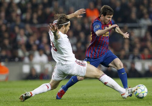Lionel Messi a marcat două goluri în meciul cu AC Milan
